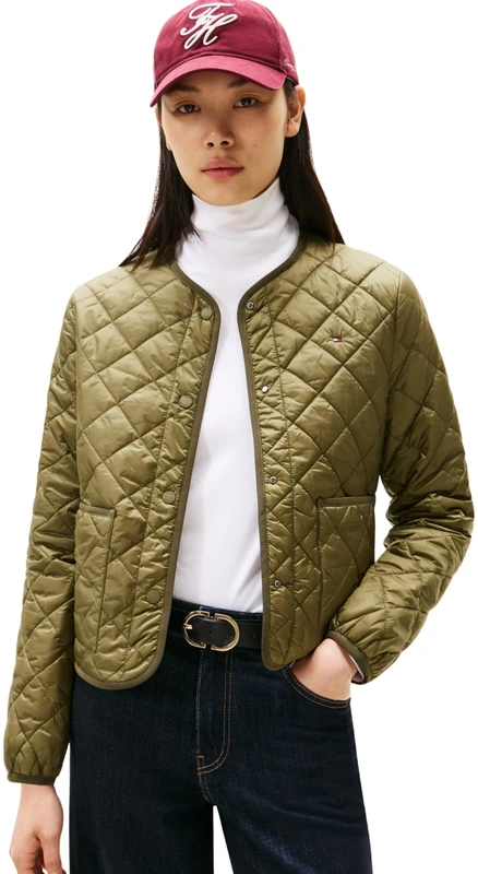 Tommy Hilfiger Women’s Water Repellent Quilted Jacket, Green (Utility Olive), XL