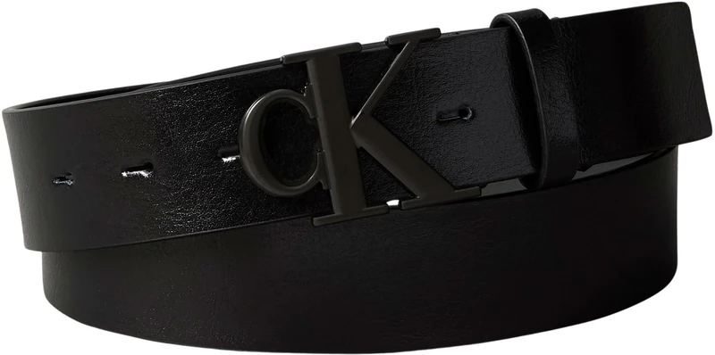 Calvin Klein Men's Monogram Buckle 3.5 cm Belt, Black (Black/Matte Black), 43.3 inches
