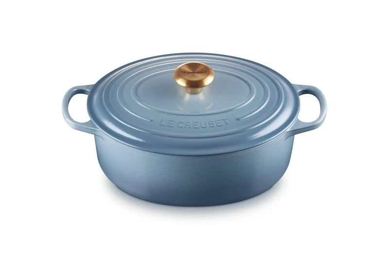 Le Creuset Signature Enamelled Cast Iron Casserole Dish with Lid - Oval, 29 cm, 4.7 Litres, Chambray, 21178294344441