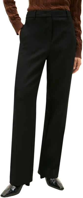 Tommy Hilfiger Women’s Punto Relaxed Straight Fit Trousers, Black (Black), 16