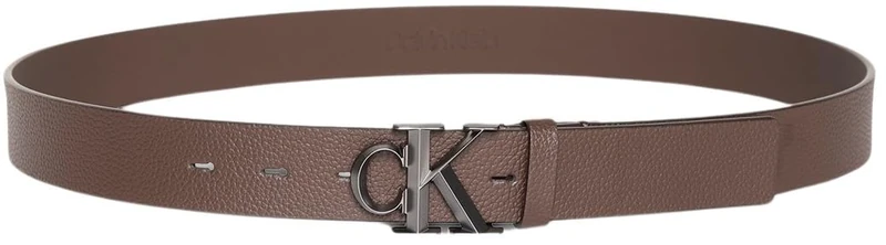 Calvin Klein Men’s Monogram Buckle 3.2 cm Belt, Brown (Ck Dark Brown), 35.4 inches