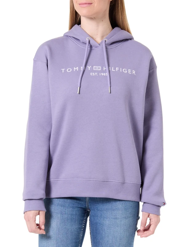 Tommy Hilfiger Women's MDRN REG CORP LOGO HOODIE WW0WW43598 Pullover Hoodie, Purple, XXXL