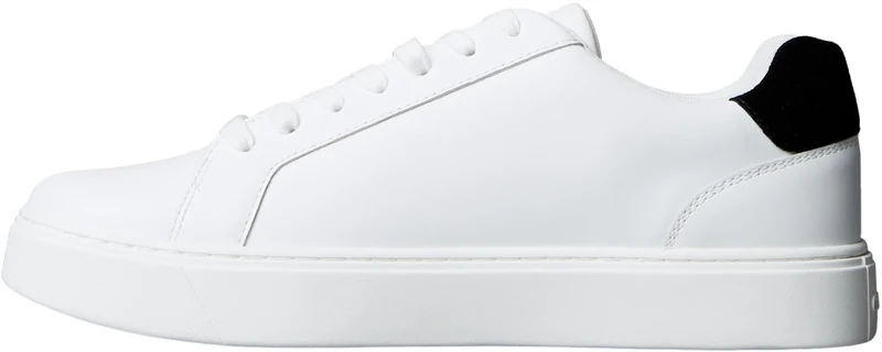 Calvin Klein Men’s Classic Lace-up Leather Cupsole Trainers, White (Bright White/Black), 11