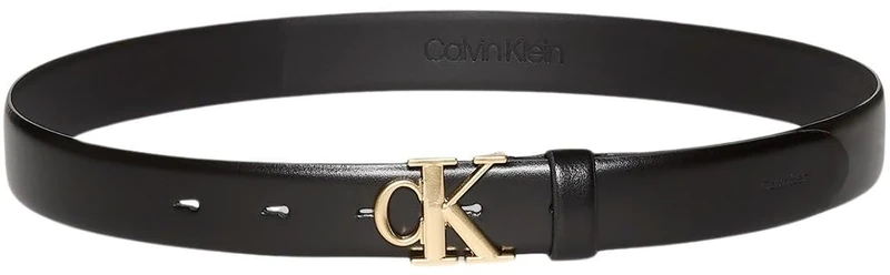 Calvin Klein Women's Monogram Buckle 3.0 cm Belt, Black (Black/Antique Light Gold), 51.2 inches