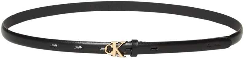 Calvin Klein Women’s 1.5 cm Narrow Buckle Belt, Black (Black/Antique Light Gold), 37.4 inches