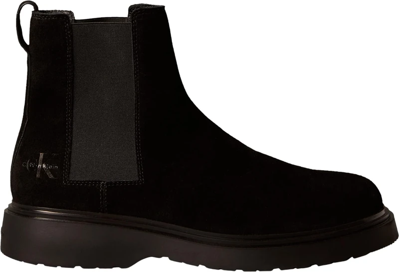 Calvin Klein Men’s Combat Suede Chelsea Boots, Black (Triple Black), 8