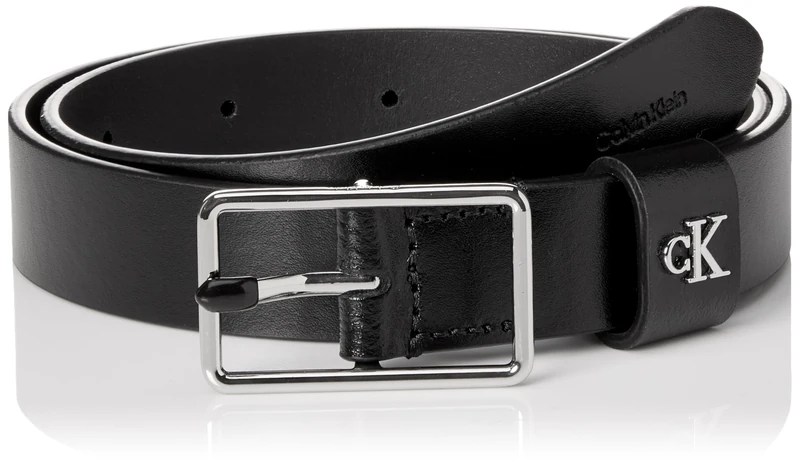Calvin Klein Women's SQUARE BUCKLE CK LOOP 25MM, Black (BLACK/SHINY NICKEL), 125