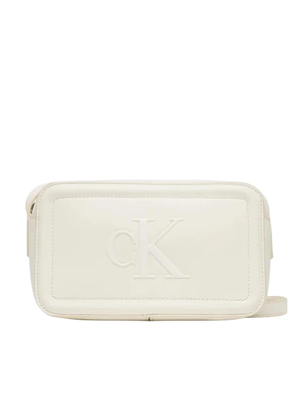 Calvin Klein Women's RAISED CK CAMERA BAG LV04F3220G Crossover, Khaki (Lily White), One Size