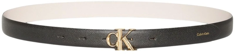 Calvin Klein Women's Monogram Buckle 2.5 cm Pebbled Belt, Black (Black/Chateau), 25.6 inches