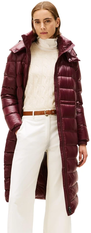 Tommy Hilfiger Women's Gloss Down Maxi Puffer Jacket - Red