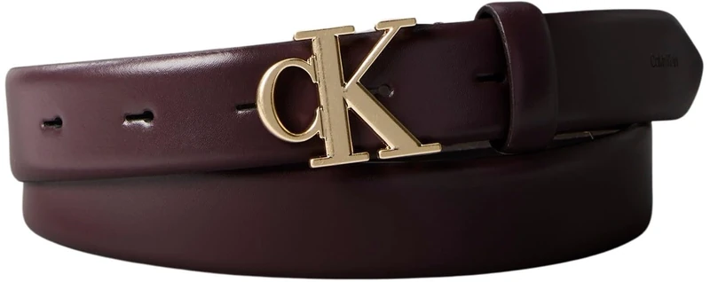 Calvin Klein Women's Monogram Buckle 3.0 cm Belt, Brown (Fudge/Antique LiGht Gold), 47.2 inches
