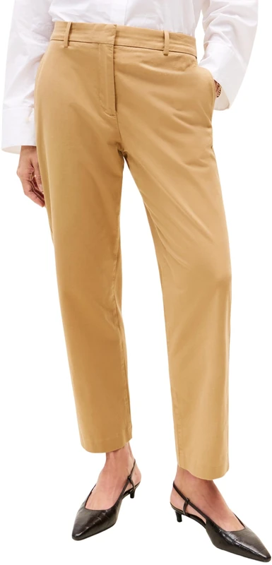 Tommy Hilfiger Women’s Straight Slim Fit Stretch Chinos, Beige (Safari Canvas), 18