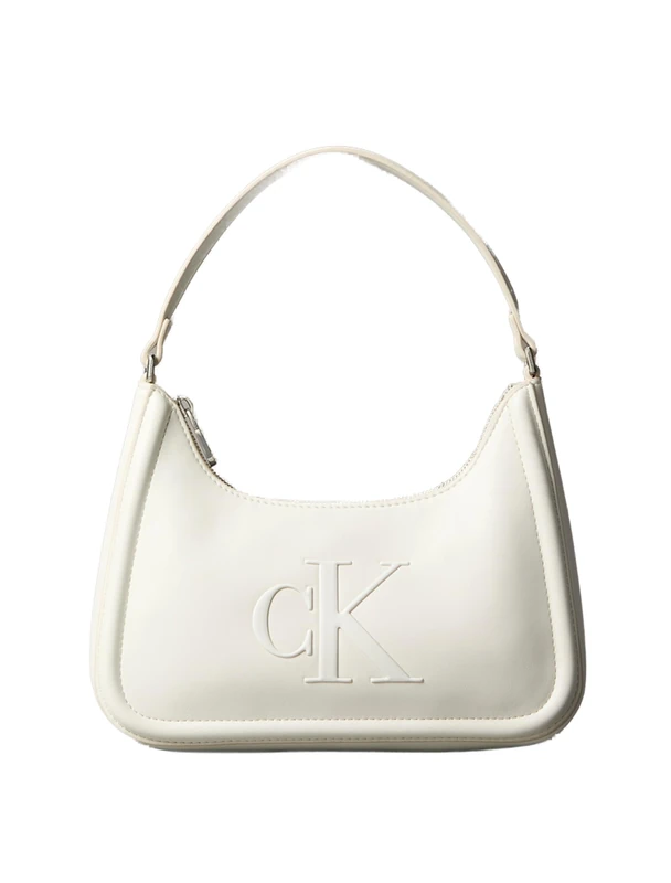 Calvin Klein Women's RAISED CK SMALL SHOULDER BAG LV04F3230G Crossover, Khaki (Lily White), One Size