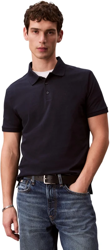 Calvin Klein Jeans Men's SS Classic Monogram Polo LV04RD255G Polos, Blue (Dark Sapphire), L