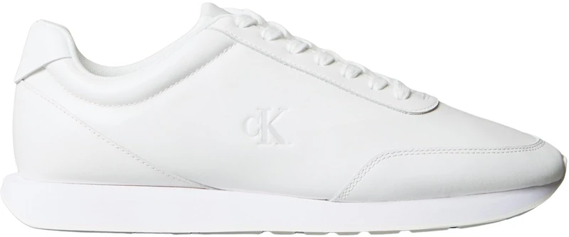 Calvin Klein Men’s Retro Leather Runner Trainers, White (Triple Bright White), 8 - Image 1