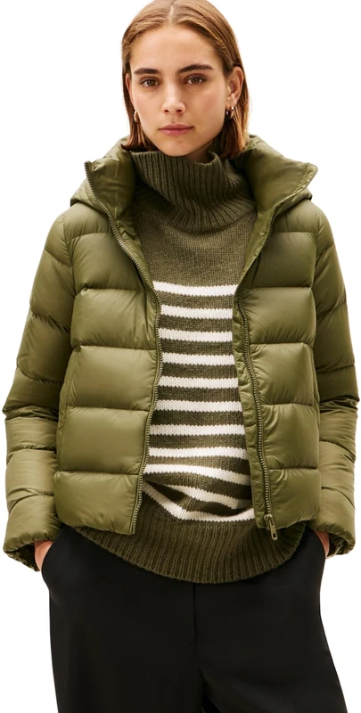 Tommy Hilfiger Women's Casual Down Jacket with Hood, Green (Utility Olive), 3XL