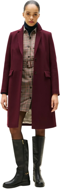 Tommy Hilfiger Women’s Classic Wool Single Breasted Coat, Red (Deep Burgundy), 8