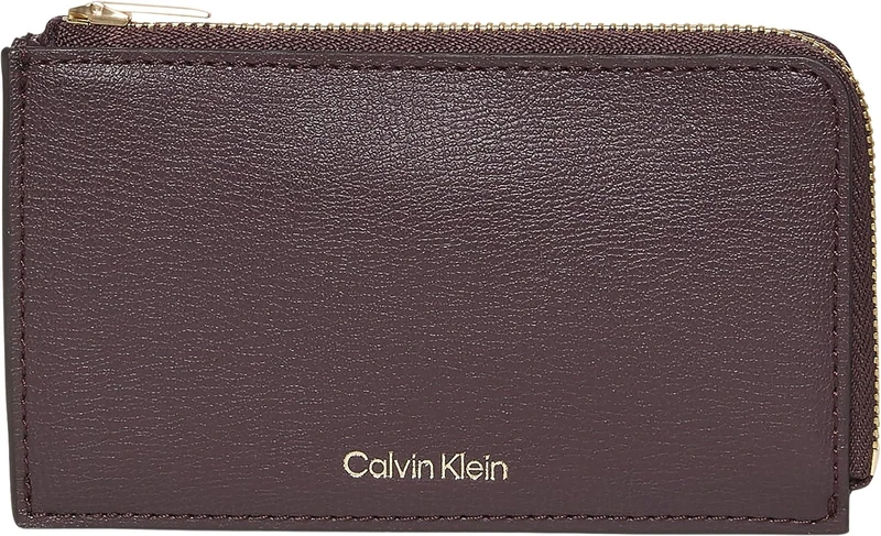 Calvin Klein Women's FOIL Logo TOP Zip Cardcase LV04F1090G Cardholder, Red (Fudge/Espresso), One Size - Image 1