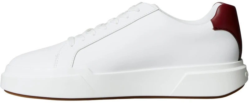 Calvin Klein Men’s Chunky Lace-up Leather Cupsole Trainers, Multicolor (Bright White/New Maroon/Khaki), 11