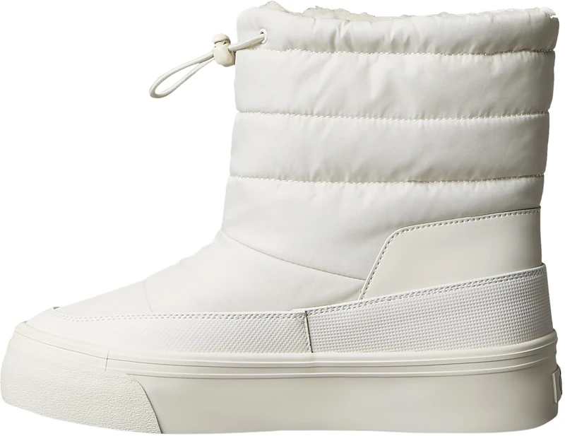 Calvin Klein Women’s Nylon Mix Flatform Ankle Snow Boots, White (Lily White), 8.5