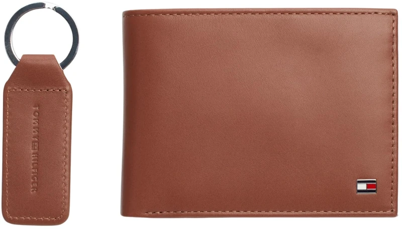 Tommy Hilfiger Men's GP Eton CC and Coin Pckt KEYFOB AM0AM07931 Gift Pack, Brown (Cognac), One Size