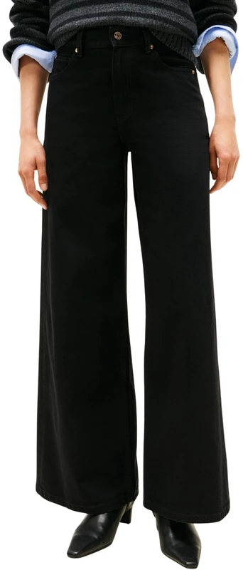 Tommy Hilfiger Women's Black 70s Wide Leg Jeans, Black (Black), 34W/30L
