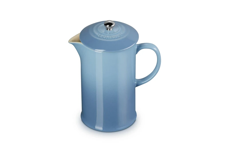 LE CREUSET Stoneware Cafetière French Press with Stainless Steel Plunger, 1 Litre, Serves 3-4 Cups, Chambray, 60706084340003