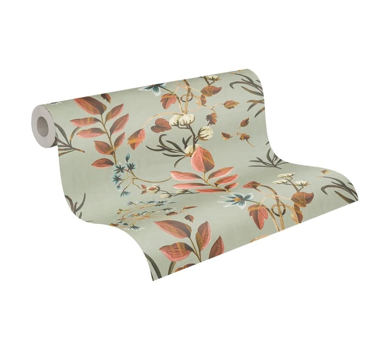 Livingwalls Anna D'Andrea Non-Woven Wallpaper Floral 10,05 m x 0,53 m - Grey, Green, red, Blue - Plain Wallpaper - 782122