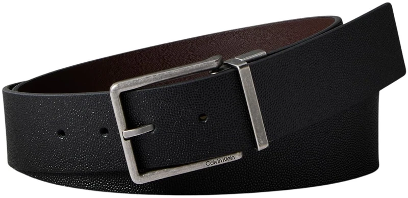 Calvin Klein Men’s Warmth Square Buckle 4 cm Belt, Black (Black/Ck Dark Brown/Matte Black), 41.3 inches