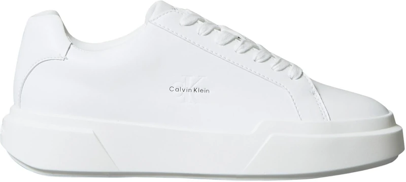 Calvin Klein Women’s Chunky Lace-up Leather Cupsole Trainers, White (Triple Bright White), 5