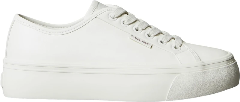 Calvin Klein Women’s Low Top Lace-up Vulcanised Trainers, White (Lily White), 8