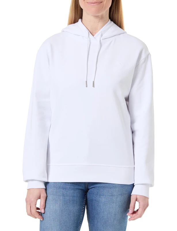Calvin Klein Jeans Women's LS ARCHIVE TERRY PO HOOD LV047C224G Sweatshirts, White (Brilliant White), S