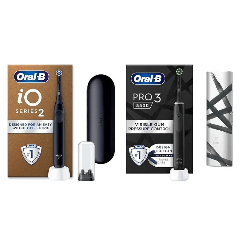 Oral-B iO2 Plus Night Black Electric Toothbrush + Pro 3 3500 Black Striking (+Travel Case)