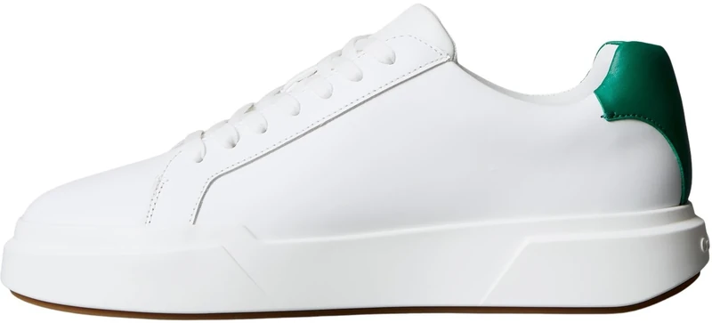 Calvin Klein Men’s Chunky Lace-up Leather Cupsole Trainers, White (Bright White/Lush Meadow/Beluga), 7