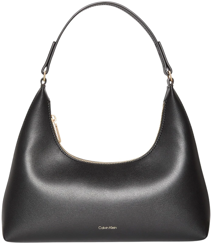 Calvin Klein Women's FOIL LOGO SHOULDER BAG LV04F3272G Crossover, Black (Black/Toasted Coconut), One Size
