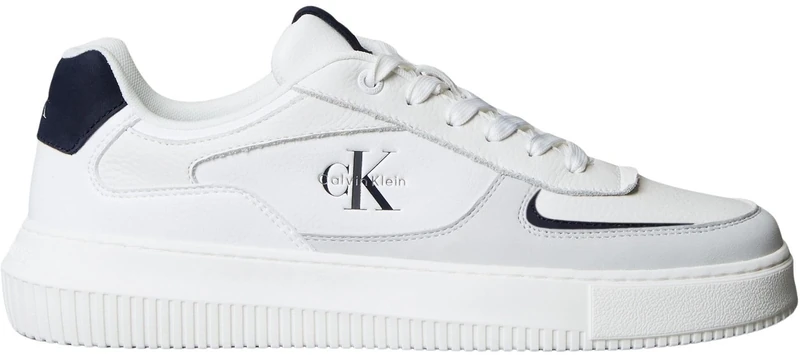 Calvin Klein Men’s Low Top Chunky Sole Cupsole Trainers, White (Bright White/Navy/Grey), 13