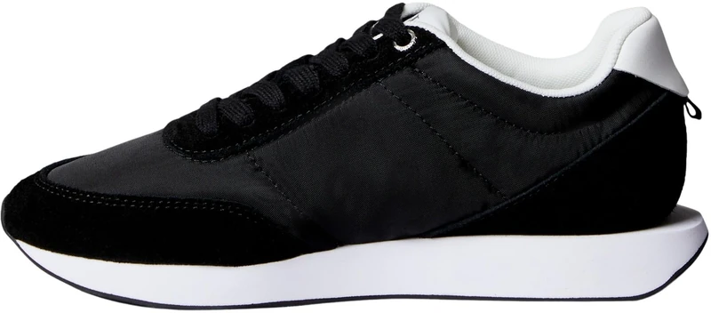 Calvin Klein Women’s Low Top Retro Lace-up Runner Trainers, Black (Black/Bright White), 6