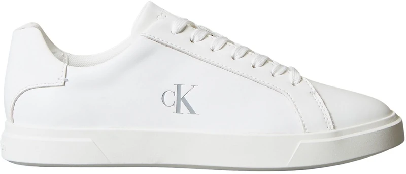 Calvin Klein Women’s Low Pro Leather Cupsole Trainers, White (Triple Bright White), 4