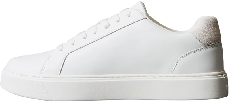 Calvin Klein Men’s Classic Lace-up Leather Cupsole Trainers, White (Triple Bright White), 6