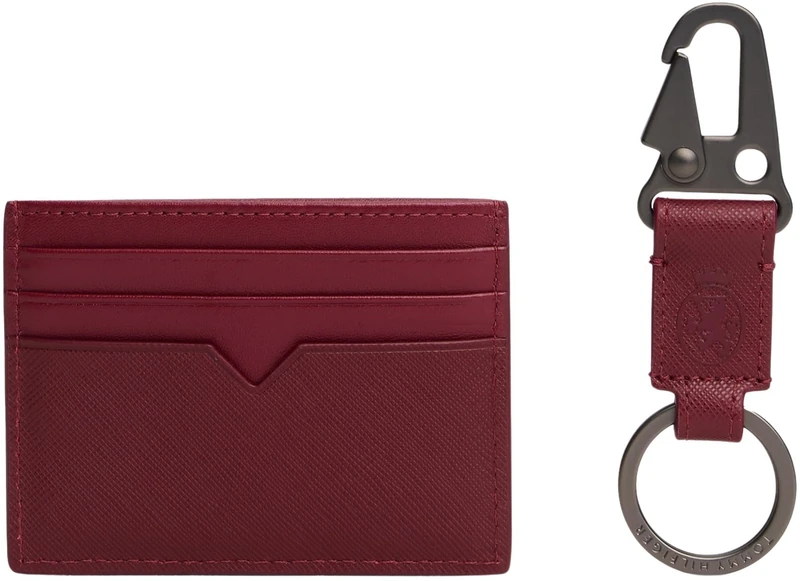 Tommy Hilfiger Men's TH CREST CC HOLDER & FOB AM0AM13779 Gift Pack, Purple (Deep Rouge), One Size
