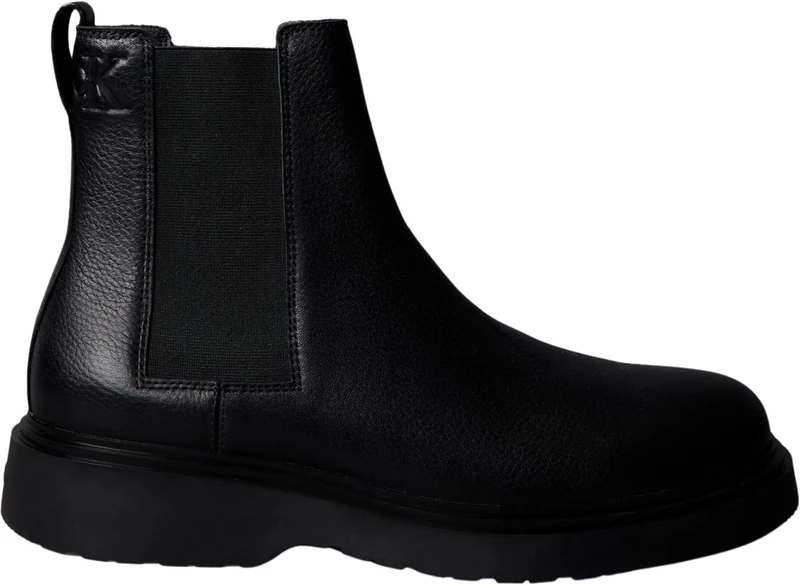 Calvin Klein Men’s Combat Leather Chelsea Boots, Black (Triple Black), 6
