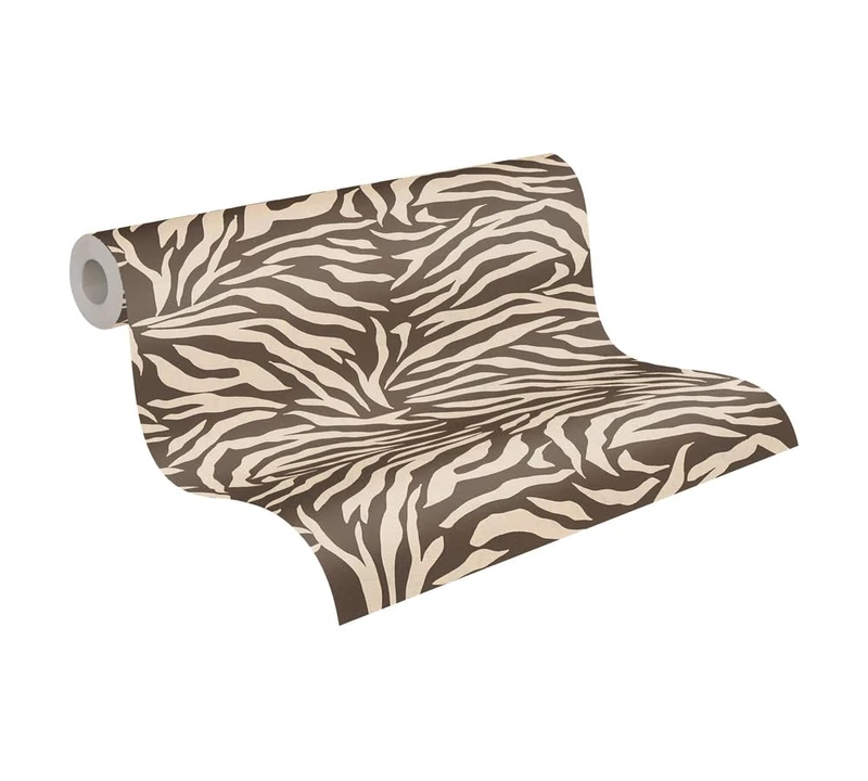 Livingwalls Anna D'Andrea Non-Woven Wallpaper Animal Wallpaper 10,05 m x 0,53 m - Brown, Cream - Zebra Wallpaper - 782172