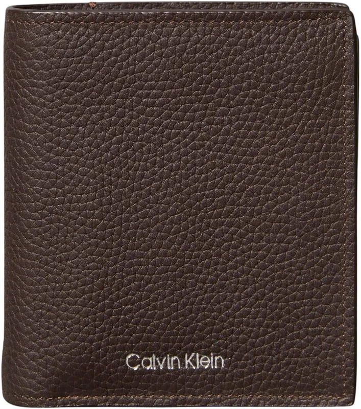 Calvin Klein Men's FOIL Emboss Slim Trifold w Card LV04D1063G Wallets, Brown (CK Dark Brown), One Size