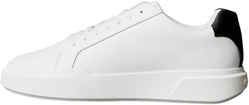 Calvin Klein Men’s Chunky Lace-up Leather Cupsole Trainers, White (Bright White/Black), 13