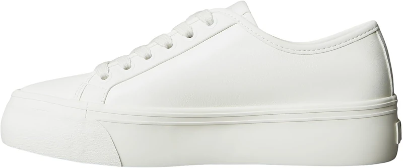 Calvin Klein Women’s Low Top Lace-up Vulcanised Trainers, White (Lily White), 2