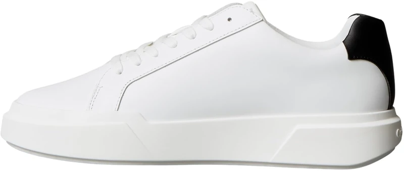 Calvin Klein Men’s Chunky Lace-up Leather Cupsole Trainers, White (Bright White/Black), 9