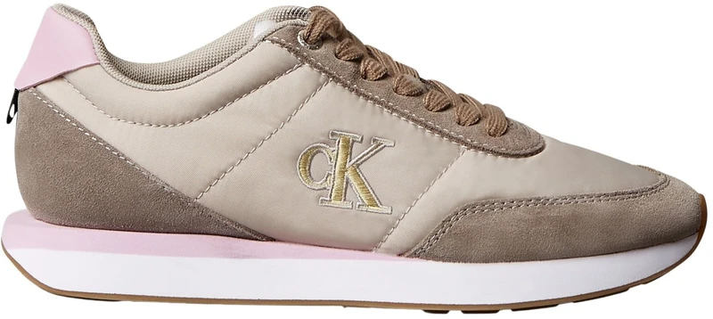 Calvin Klein Women’s Low Top Retro Lace-up Runner Trainers, Multicolor (Chateau/Taupe/Fragrant Lilac), 8