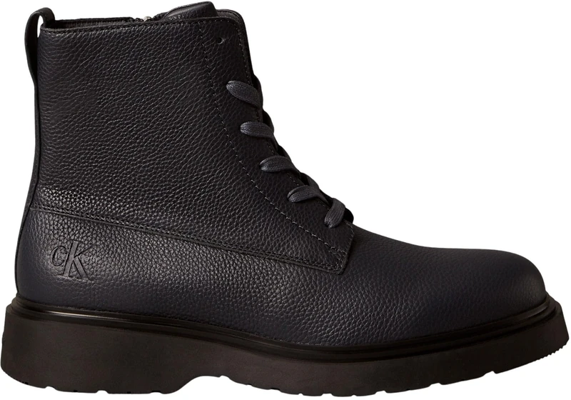Calvin Klein Men's Combat Lace-up Zip Leather Ankle Boots, Blue (Navy/Black), 10