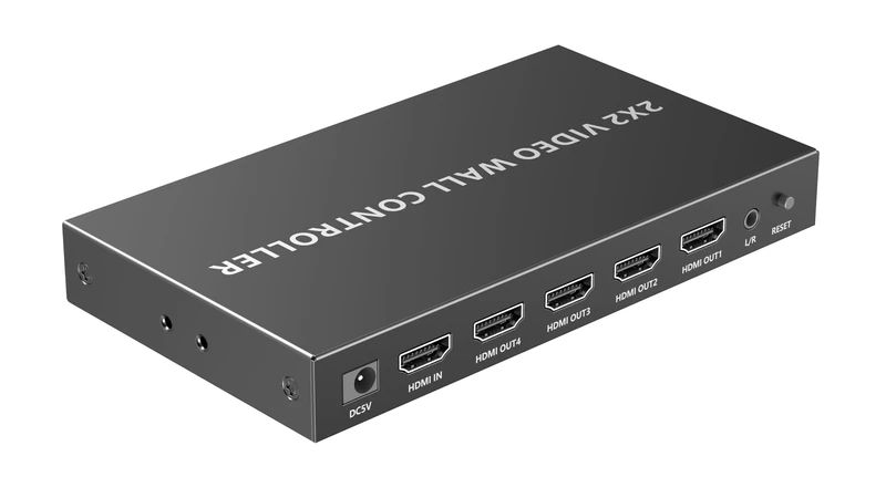 PremiumCord HDMI Video Wall Controller, 1 Video Input for 4 Displays, 8 Display Modes, Full HD 1080p 60Hz, HDMI 1.4, HDCP 1.4, Metal Design, Black