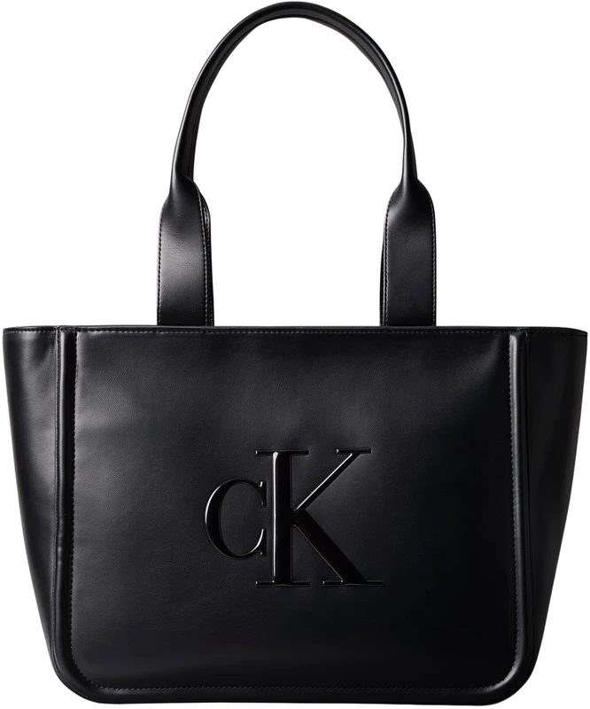 Calvin Klein Women’s Bold Medium Tote Bag with Logo, Black (Black), One Size